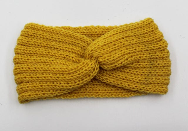 Boho Beach Hut Headbands, Head Warmers Knit Headband Knot Cross Yellow / One Size