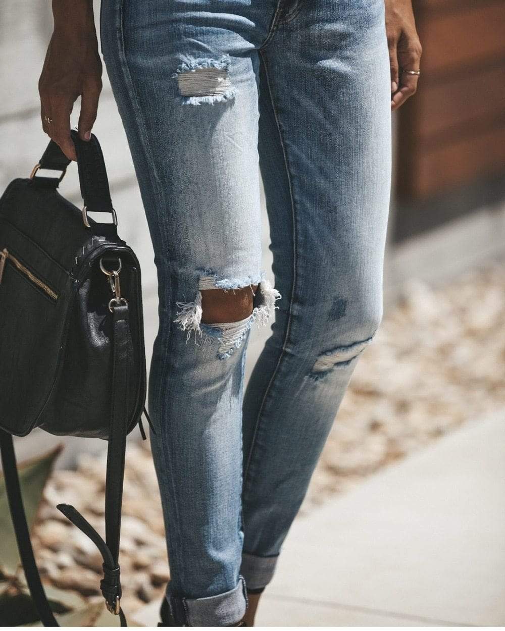 resultat Skære kalk Bleached Ripped Denim Skinny Jeans - Mid-Rise Denim Jeans For Women – Boho  Beach Hut