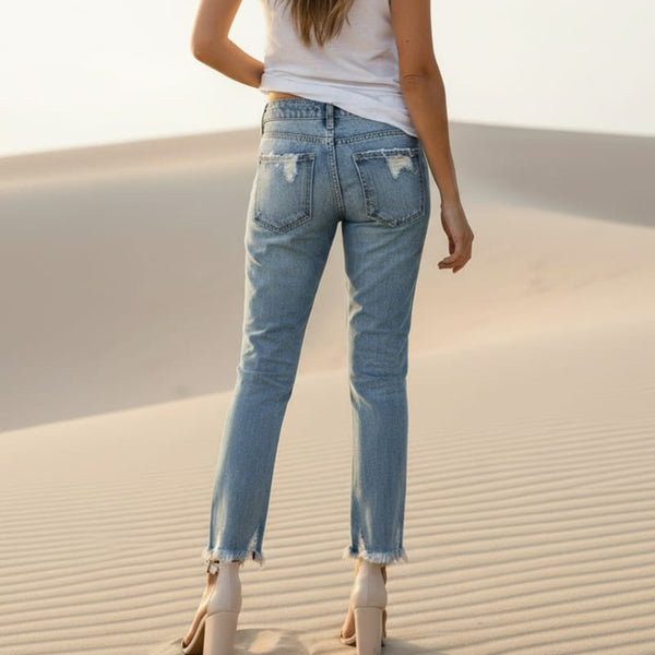 Boho Beach Hut Jeans, Pants, Denim Jeans, Skinny Jeans, Distressed Jeans Stretch Ripped Distressed Skinny High Waist Denim Pants