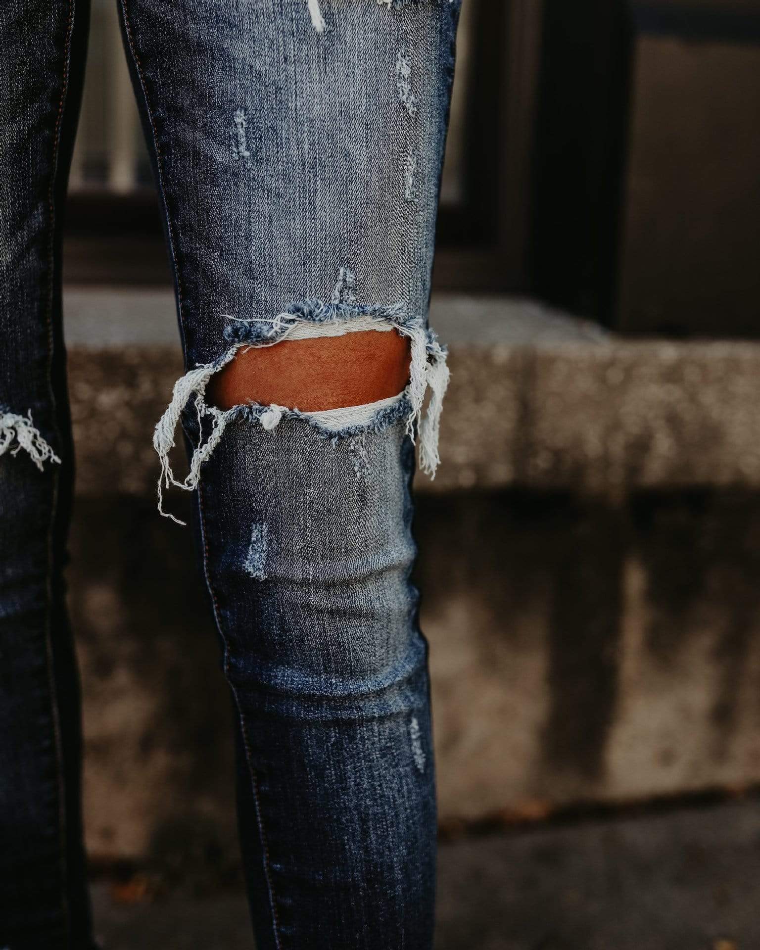 Stretch Ripped Denim Skinny Jeans Boho Beach Hut