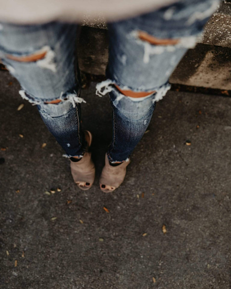 Boho Beach Hut Jeans Stretch Ripped Denim Jeans