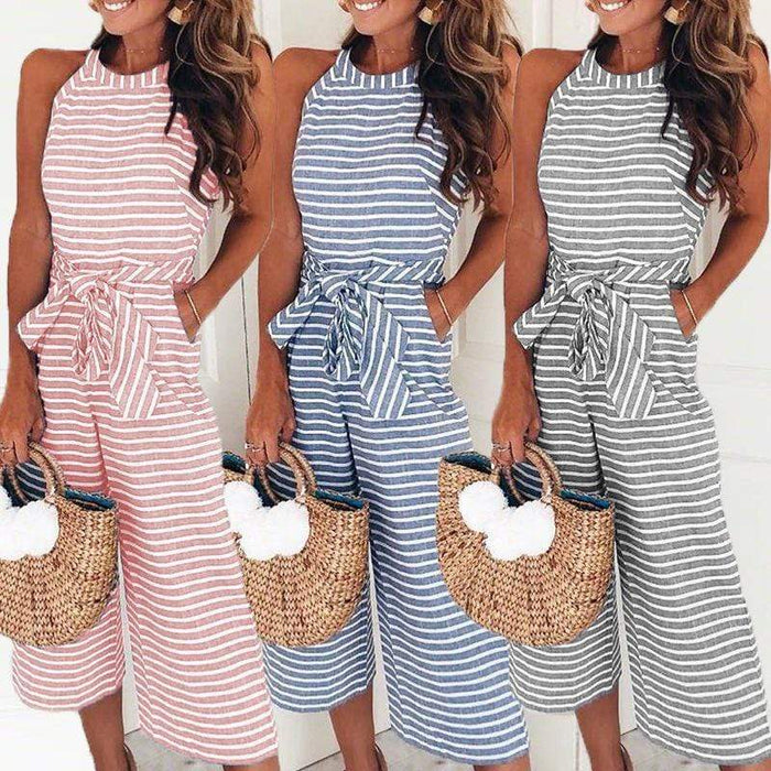 Boho Beach Hut Jumpsuits, Romper, Playsuit Boho Striped Sleeveless Rompers