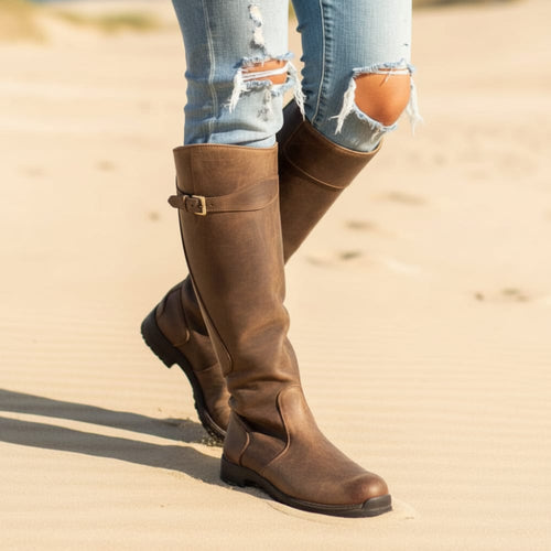 Boho Beach Hut Knee High Boots, Shoes, Leather Boots Knee High Fashion Leather Boots