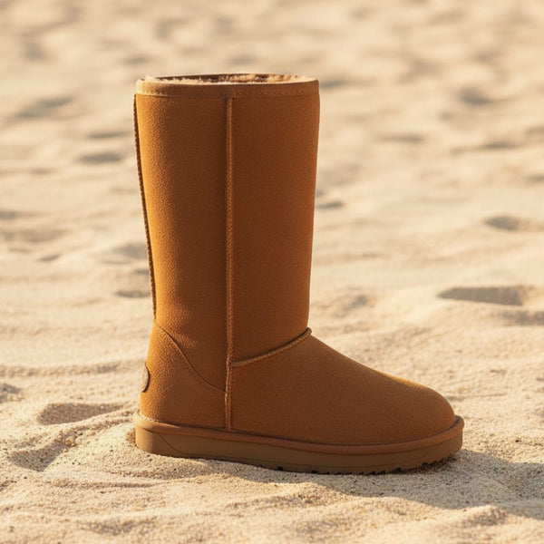 Boho Beach hut Mid-Calf Boots, winter boots, fur boots, high boots, boho boots, ugg boots, winter boots, black boots, beige boots, brown boots, gray boots Beige / 4 Faux Fur Waterproof Winter Boots