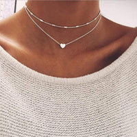 Boho Beach Hut Necklace Heart Necklace Silver / One Size