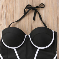 Boho Beach Hut One Piece Swimsuit, Swimsuit, Swimwear Black / S Black & White One Piece Swimsuit