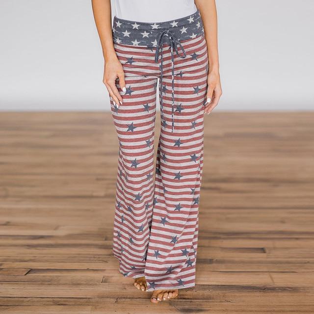 Boho Beach Hut Pants, Sweatpants Red Stripes / S Casual Print Sweatpants