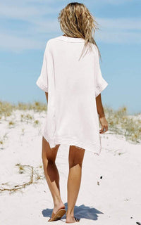 Boho Beach Hut Plus Size, Cover up, Beach Cover up Dress, Beach Dress White / One Size Boho White Beach Cover Up