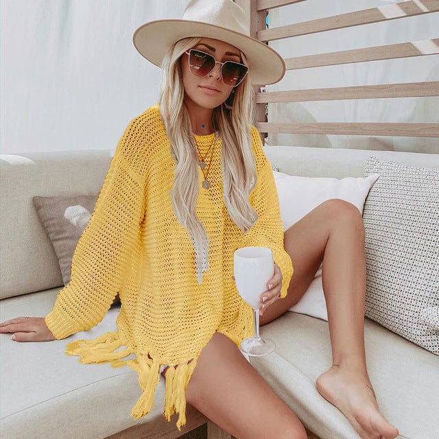 Womens Summer Beach Crochet Top Swimsuit Cover Up Lace Tassel