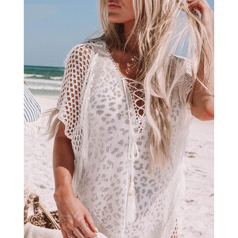 Boho Beach Hut Plus Size, Cover up, Beach Cover up Dress Sexy Tassel Beach Cover Up