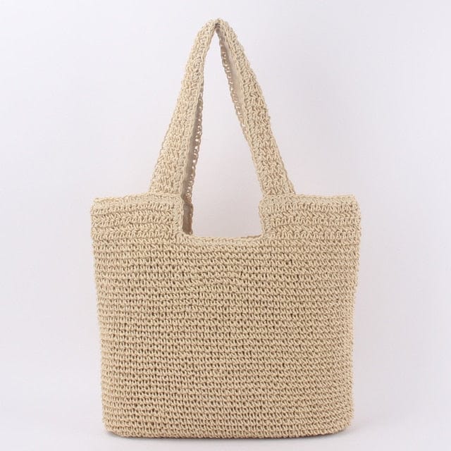 Boho Beach Hut Purse, Tote Boho Woven Beach Tote Bag Beige / One Size