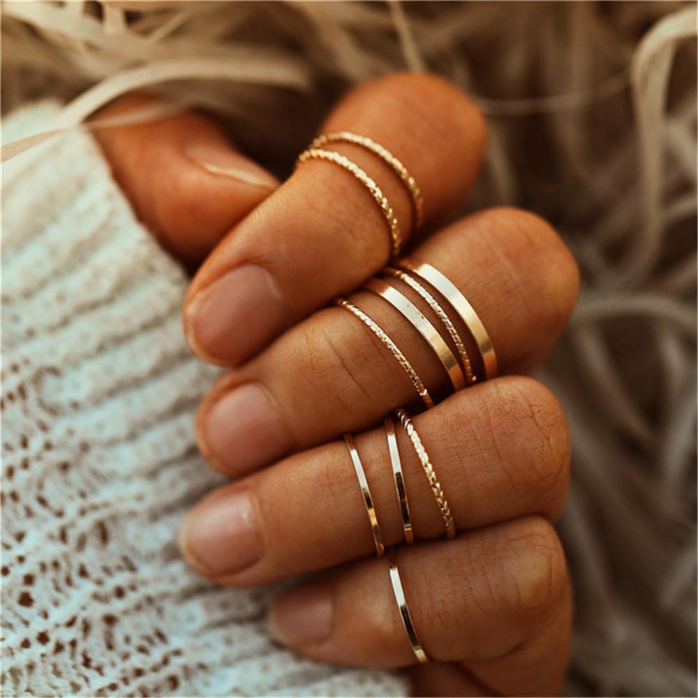 Gold knuckle fashion ring set