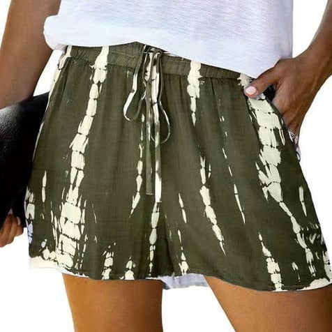 Boho Beach Hut Shorts Boho Casual Beach Shorts Army Green / S