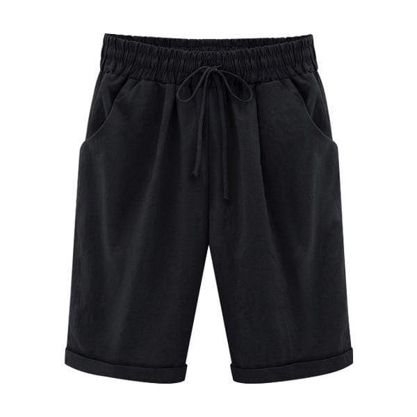 Boho Beach Hut Shorts, Capris Casual Beach Shorts Black / M