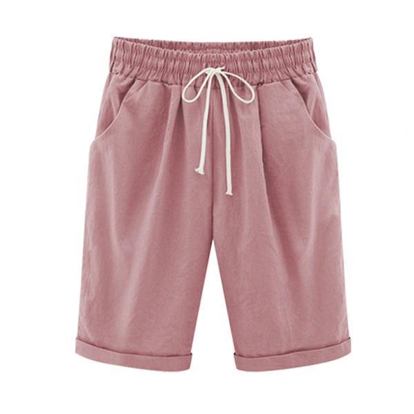 Boho Beach Hut Shorts, Capris Pink / M Casual Beach Shorts
