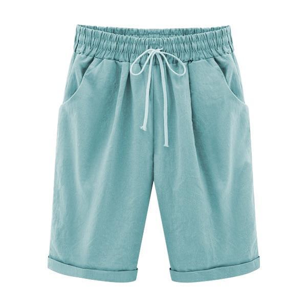 Boho Beach Hut Shorts, Capris Sky Blue / M Casual Beach Shorts