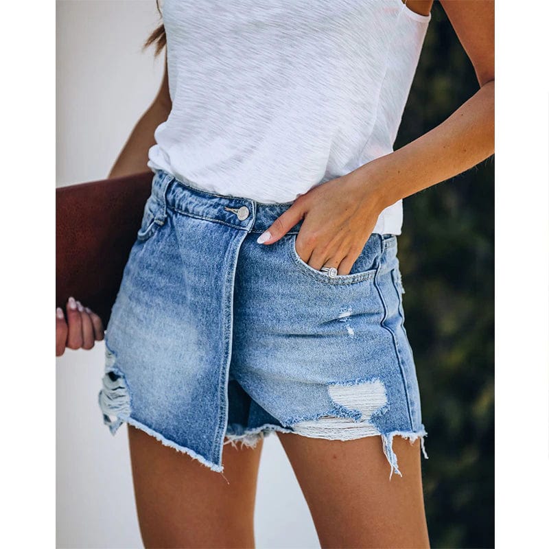 Boho Beach Hut Shorts, Jean shorts, holey shorts, Skort Boho Distressed Ripped Denim Shorts Skort