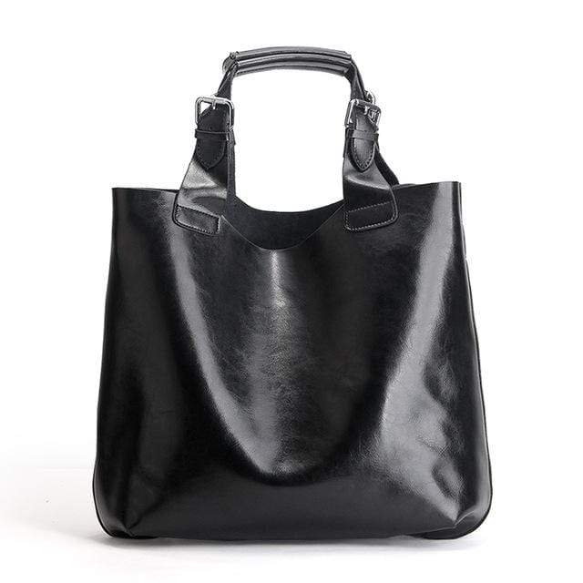 Boho Beach Hut Shoulder Bags Black Vintage Genuine Leather Purse