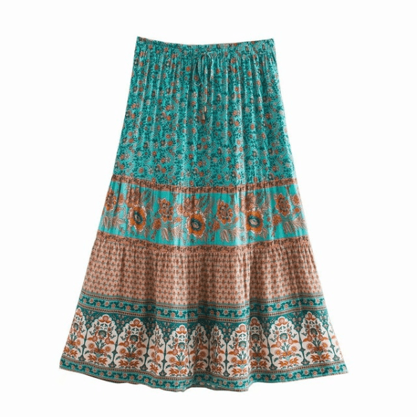 Boho Beach Hut Skirt, maxi skirt Floral Print Boho Long Skirt