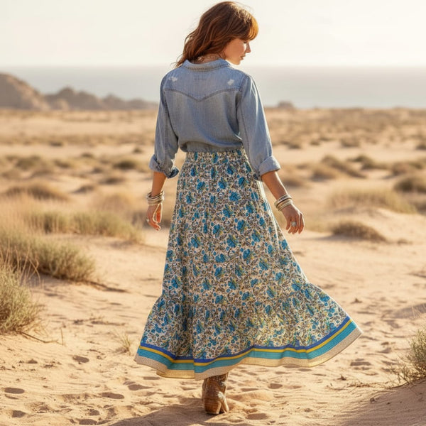 Boho Beach Hut Skirts, Maxi Skirts Boho Floral Maxi Skirt