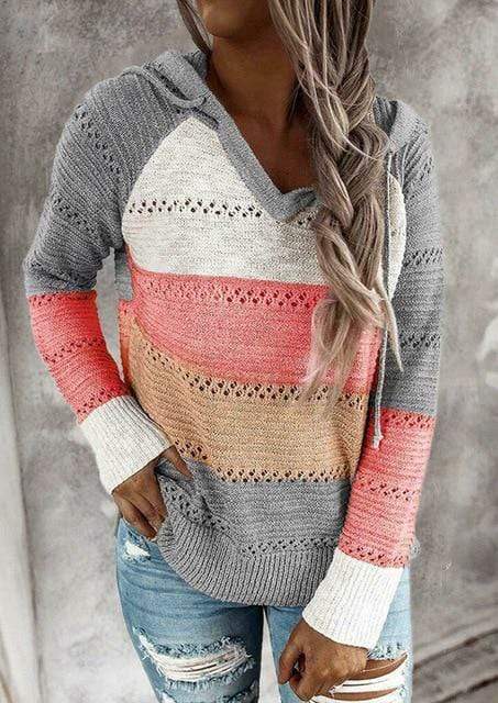 Boho Beach Hut Sweater, Pullover Sweater Boho Patchwork Pullover Sweater S / Gray