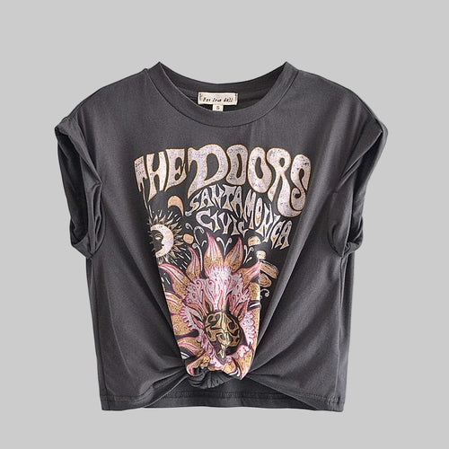 Boho Beach Hut T-Shirts, Short Sleeve Shirt, Printed Top, Tank Top, Sleeveless Shirt Vintage Print Short Sleeve Top