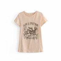 Boho Beach Hut T-Shirts, Short Sleeve Shirt, Printed Top Vintage Love Potion Short Sleeve Top