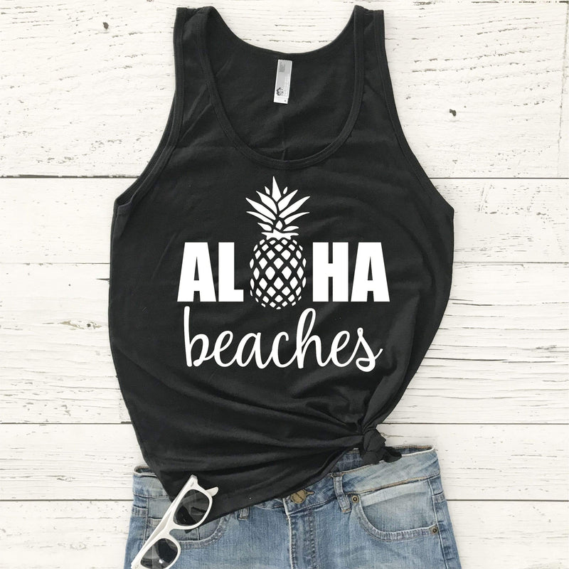Boho Beach Hut Tank Tops Black / S Aloha Beaches Tank