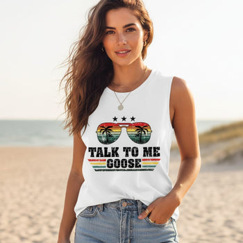 Boho Beach Hut Tank Tops, Sleeveless Shirts Top Gun Casual Printed Tank Top White / S