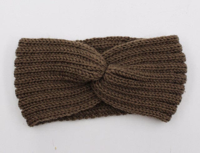 Boho Beach Hut Women's Beanies Brown / One Size Knit Headband Knot Cross