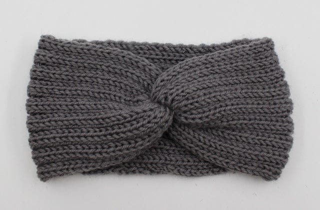 Boho Beach Hut Women's Beanies Gray / One Size Knit Headband Knot Cross