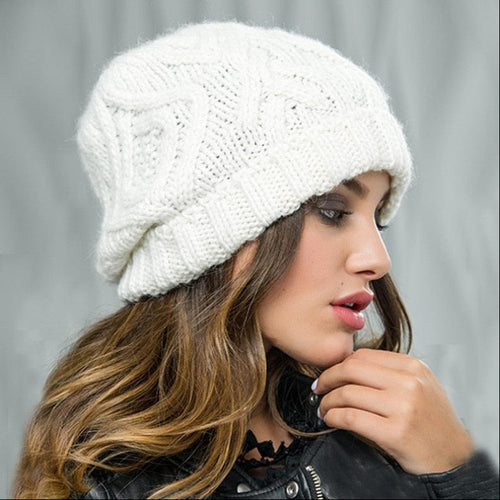 Boho Beach Hut Women's Beanies, Headbands, Knit Headbands, Knit Head Warmers, Ear Warmers Knit Wool Beanie White / One Size