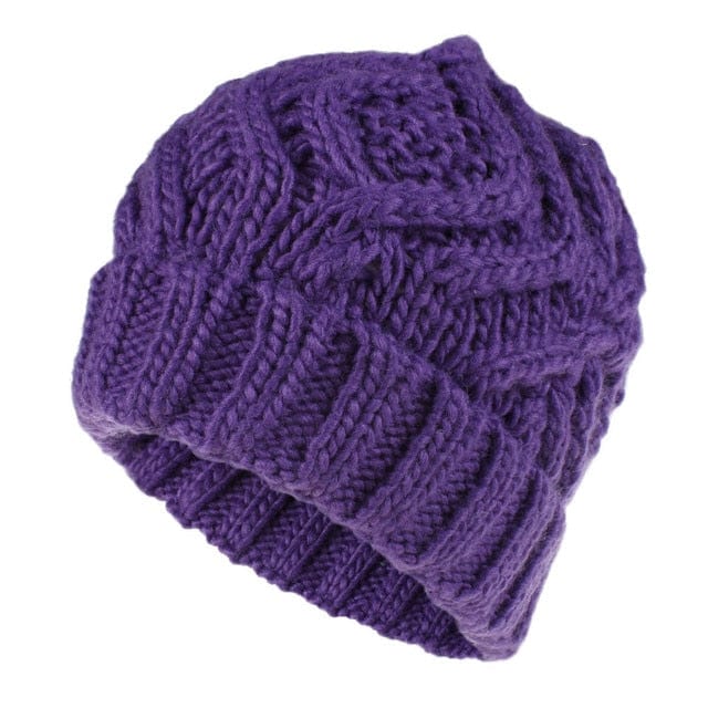 Boho Beach Hut Women's Beanies, Headbands, Knit Headbands, Knit Head Warmers, Ear Warmers Purple / One Size Knit Wool Beanie