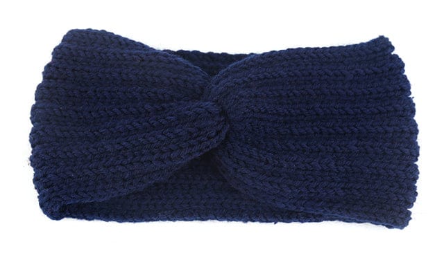 Boho Beach Hut Women's Beanies Navy Blue / One Size Knit Headband Knot Cross