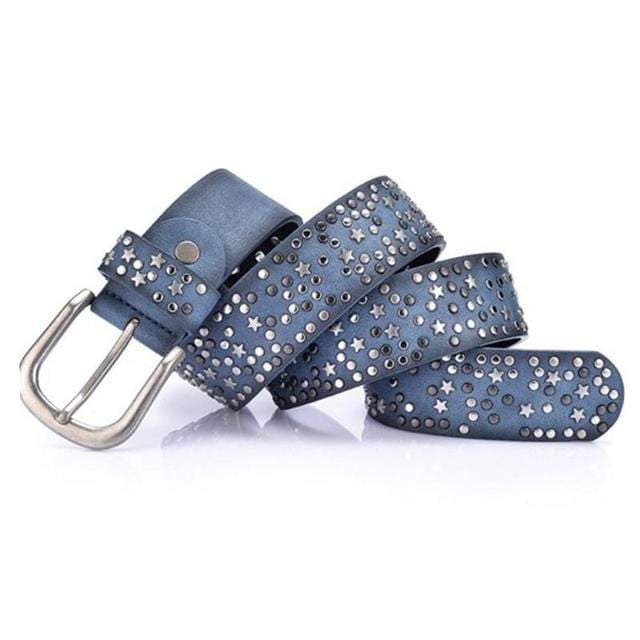 Boho Beach Hut Women's Belts Blue / 36 Star Studded Fashion Belt