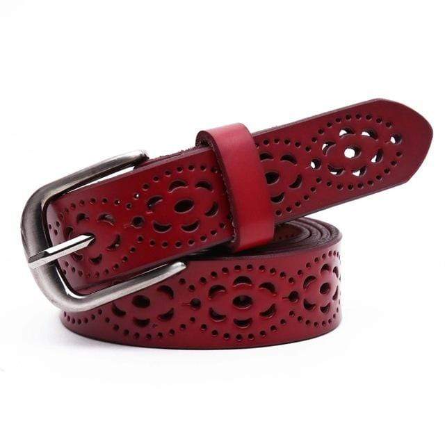 Boho Beach Hut Women's Belts Red / 32 Leather Fashion Belts