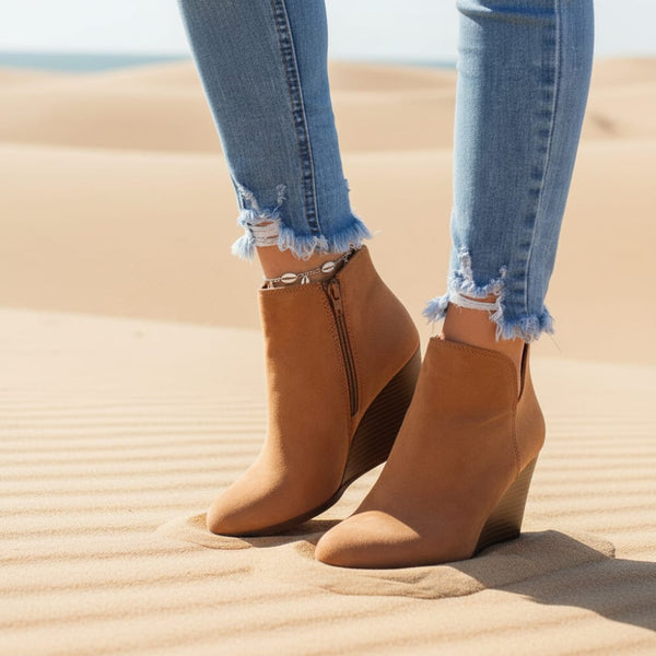 Boho Beach Hut Women's Footwear, boots, ankle boots, brown boots, black boots, casual boots, low heeled boots, Leopard Boots, Gray Boots Platform Ankle Boots Camel / 6