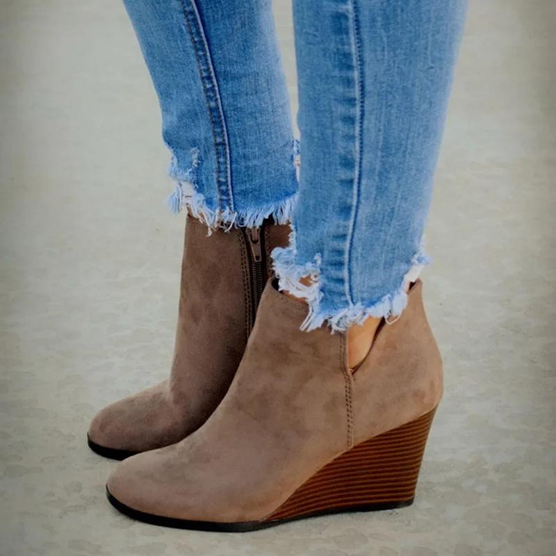 Wedge Boots Cute Bootie Shoes Ankle Booties Tan Wedge Heel Boots