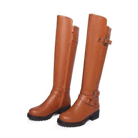 Boho Beach Hut Women's Footwear Brown Plush / 4 Waterproof Boots Knee High Equestrian- 4 Colors