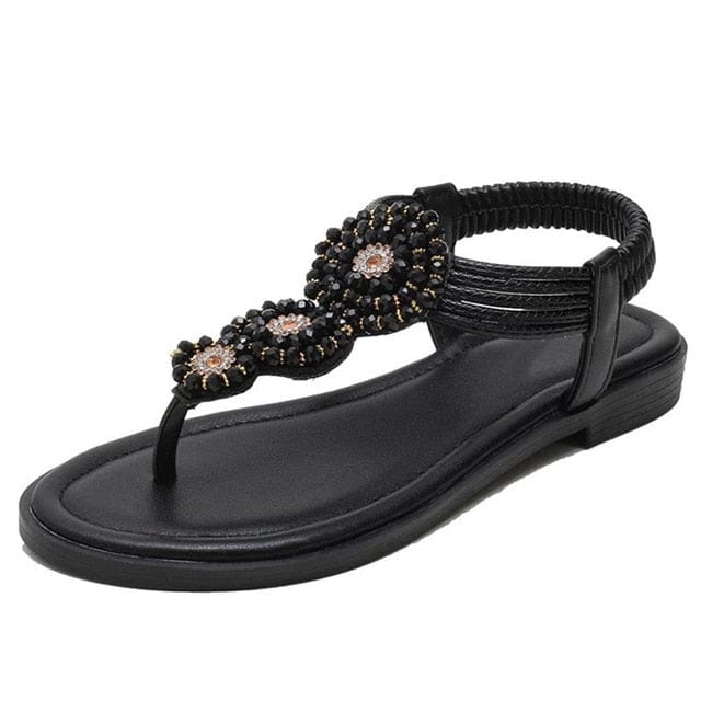 Women Slippers Slippers For Women Casual Bohemian Beach Shoes Flip Flops  Flat Shoes Thong Sandals Slippers Black 7.5