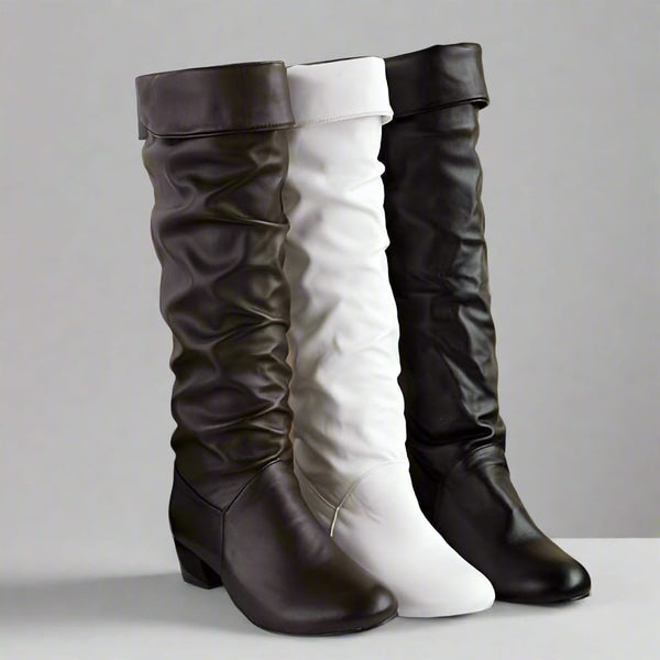 Boho Fashion Knee-High Boots – Flat Heel Soft Leather Slip-On Footwear Women's Boho Fashion in Brown | 11 Boho Fashion Knee-High Boots – Flat Heel Soft Leather Slip-On Footwear Women's Boho Fashion in Brown | 11