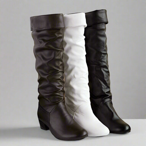 Boho Beach Hut Women's Footwear, high rise boots, fashion boots, black boots, brown boots, white boots Boho Fashion Boots Black / 4