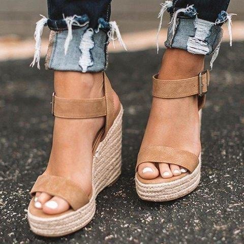Dropship Fashion Wedge Sandals For Women Summer 2022 Casual Non-slip Peep  Toe Platform Shoes Rubber Sole Buckle Elegant Heels Women to Sell Online at  a Lower Price | Doba