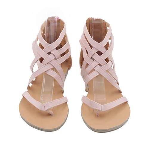 Boho Beach Hut Women's Sandals, black sandals, gray sandals, boho sandals Pink / 4.5 Boho Cross Tied Sandals