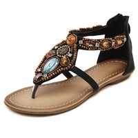 Boho Beach Hut Women's Sandals, boho sandals, black sandals, brown sandals Black / 5 Boho Summer Flat Sandals