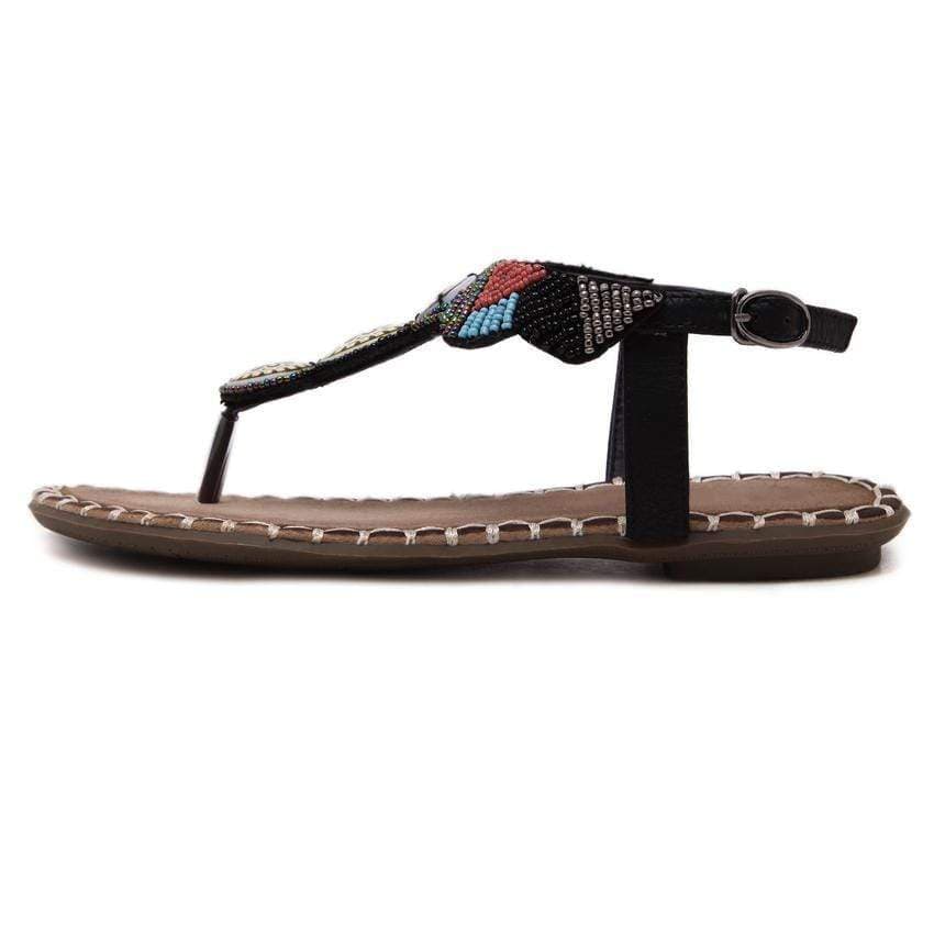 Huicai Women's Sandals Sweet Beaded Bohemian Sandals