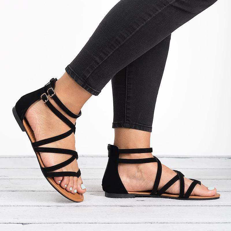 Steve Madden Womens Gladiator Sandals Size 8 M Black Strappy w/ Back zip #B  | eBay