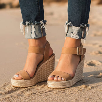 Boho Beach Hut Women's Shoes, Wedges, High Heels Platform Wedges
