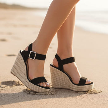 Boho Beach Hut Women's Shoes, Wedges, High Heels Platform Wedges Black / 5