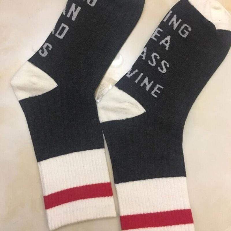 Boho Beach Hut Women's Socks Black / One Size Socks- If You can read this Bring Me a Glass of Wine